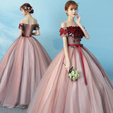 Women's Evening Dress Ball Gown Princess Quinceanera Wedding Dresses Off-Shoulder Formal Dress Singing Pettiskirt Costume Female