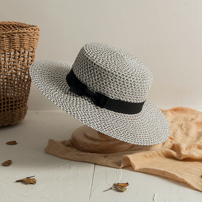 Italian Fedora Hats Men and Women Flat Top Casual Breathable Color Matching Beach Hat
