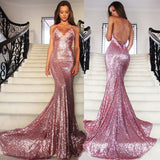 Bohemian Chic Wedding Guest Dress Sexy Sequined Suspender V-neck Fishtail Evening Dress