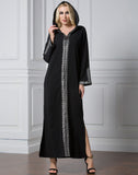 Muslim Women Stylish Kashibo Abaya Muslim Ladies Long Gown Islamic Clothing Jilbab Jalabiya Side Slit Hooded Maxi Dress Fashion Robe