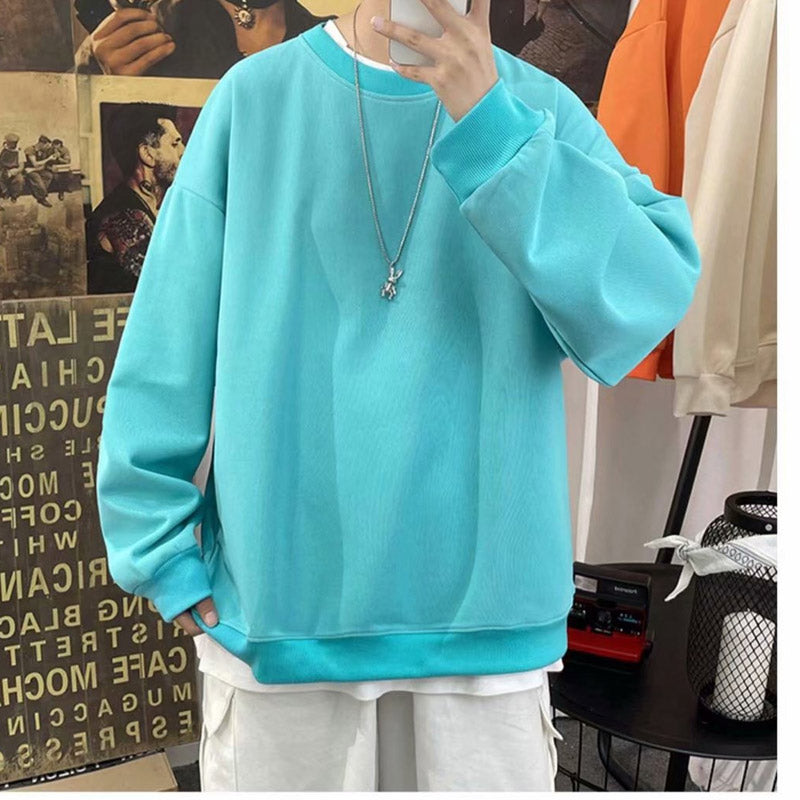 Men Sweatshirts Autumn Solid Color Sweater Men's Casual Loose