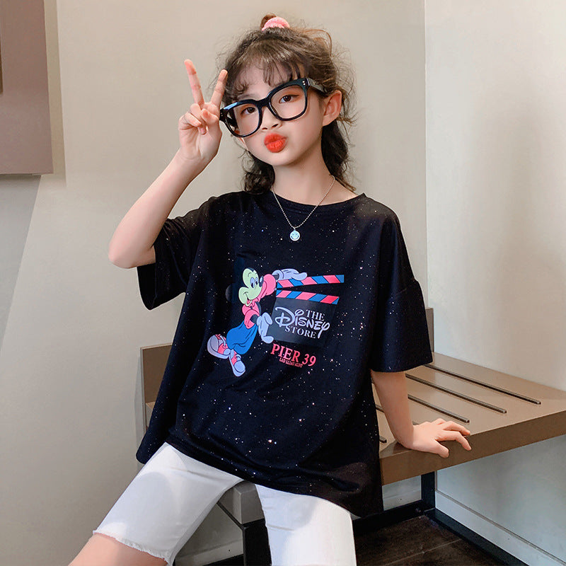 Summer Loose T-shirt Girls Fashionable Short Sleeve Tops Girl T Shirts