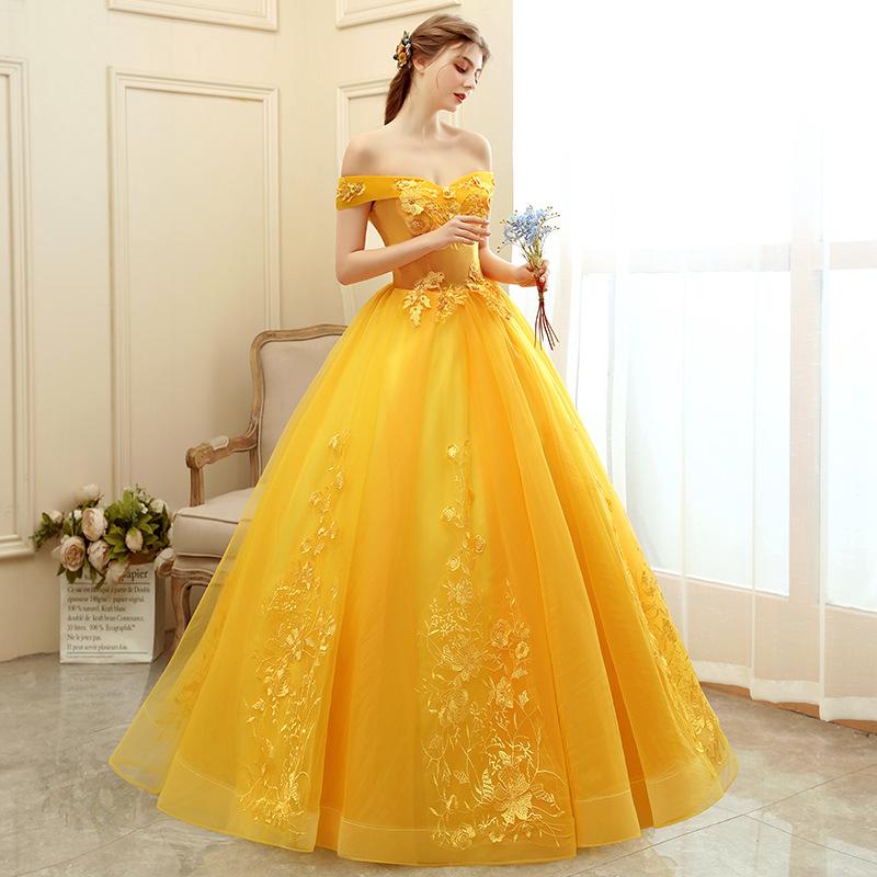 Women's Evening Dress Ball Gown Princess Quinceanera Wedding Dresses Colorful Wedding Dress Wedding Banquet Long Host Evening Dress Women