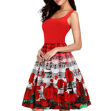 Graduation Dress Homecoming Dress Vest Stitching Musical Note Music Print Large Swing Dress