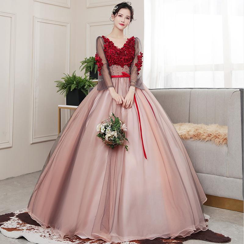 Women's Evening Dress Ball Gown Princess Quinceanera Wedding Dresses Off-Shoulder Formal Dress Singing Pettiskirt Costume Female