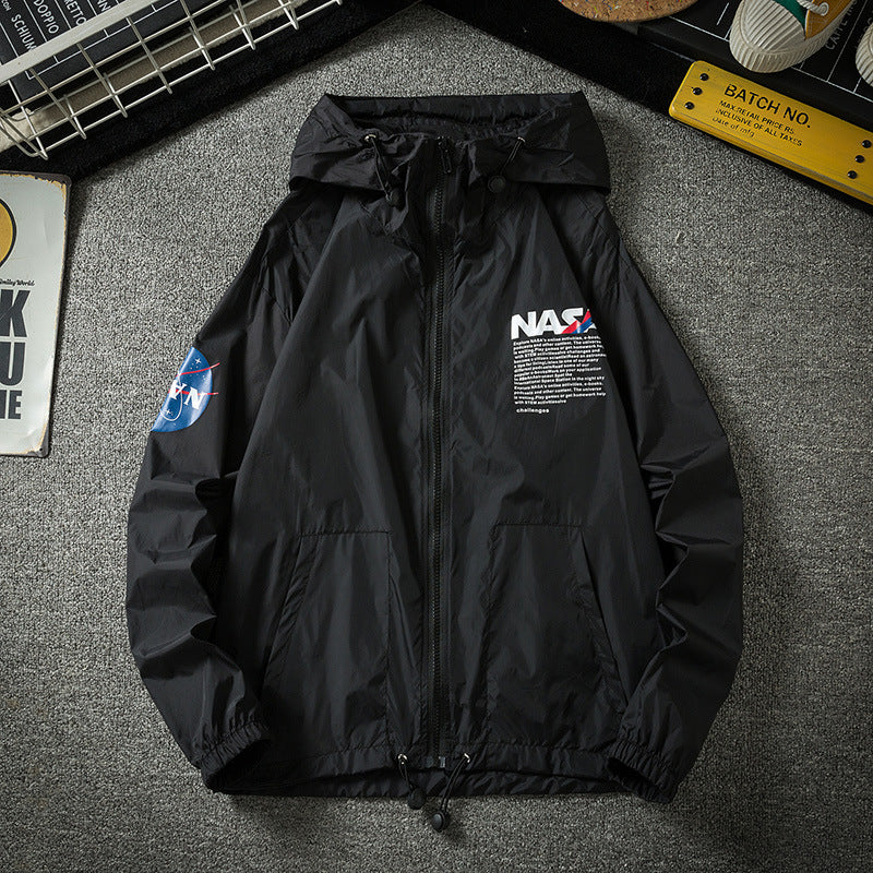 NASA Varsity Jacket Men's Summer Hooded Printed Jacket Sun Protection Clothing
