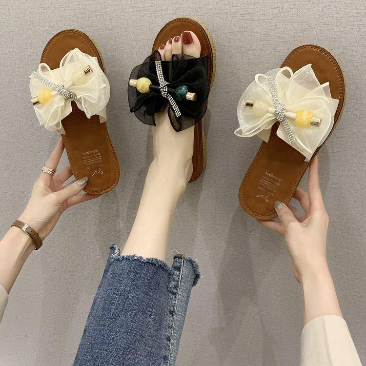 Women Open Toe Sandals Flats Summer Bowknot Fashion Flat Heel Sandals