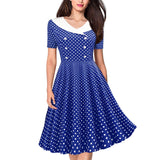 Women's Short Sleeve Vintage Print Large Swing Dress Graduation Dress Homecoming Dress