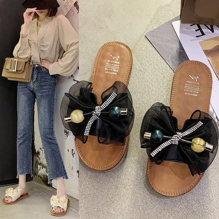 Women Open Toe Sandals Flats Summer Bowknot Fashion Flat Heel Sandals