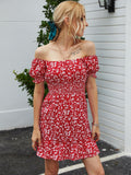 Milkmaid Dresses Sexy off-Shoulder Backless Floral Dress Summer Dresses