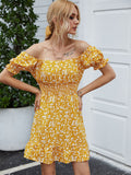 Milkmaid Dresses Sexy off-Shoulder Backless Floral Dress Summer Dresses