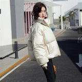 Yeezy Gap Down Coat Down Jacket Women's Autumn and Winter New Short Loose Lapel Glossy White Duck Down