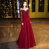 Burgundy Dresses for Wedding Autumn Winter Red Wedding Dress Pregnant Women plus Size Long