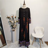 Muslim Women Stylish Kashibo Abaya Muslim Ladies Long Gown Islamic Clothing Jilbab Jalabiya Fashion Casual Loose Long Sleeve Print Dress