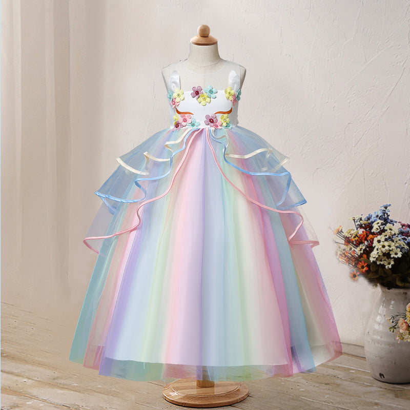 First Communion Dress Vestidos De Primera Comunion Lace Ball Gown Girl Party Princess Pageant Gown Children's Summer Clothing Dress