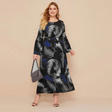 Muslim Women Stylish Kashibo Abaya Muslim Ladies Long Gown Islamic Clothing Jilbab Jalabiya Fashion Print Long Sleeve Stitching Plus Size Dress