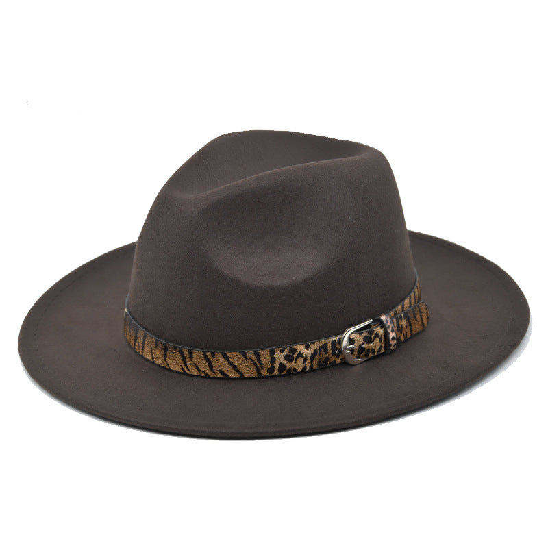 Italian Fedora Hats Leopard Hat Jazz Top Hat Broad-Brimmed Hat