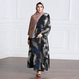 Muslim Women Stylish Kashibo Abaya Muslim Ladies Long Gown Islamic Clothing Jilbab Jalabiya Fashion Printed Long Sleeve Stitching Dress