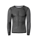 Men Rave T Shirt Large Size Striped Long Sleeve T-shirt Men's Loose round Neck