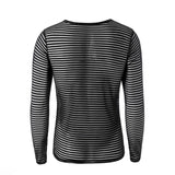 Men Rave T Shirt Large Size Striped Long Sleeve T-shirt Men's Loose round Neck