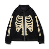 Varsity Jacket Vintage Street Retro Jacket Men's Skull Picture Patch Thickening Denim Jacket