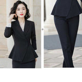 Women's Autumn Uniform Designs Formal Style Office Lady Bussiness Attire Work Suit Slim Fit Small Suit Overalls