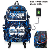 Stranger Things Backpack Printed Backpack USB Charging Schoolbag Computer Bag