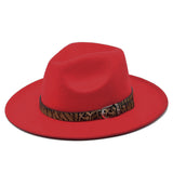 Italian Fedora Hats Leopard Hat Jazz Top Hat Broad-Brimmed Hat