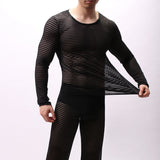 Men Rave T Shirt Large Size Striped Long Sleeve T-shirt Men's Loose round Neck