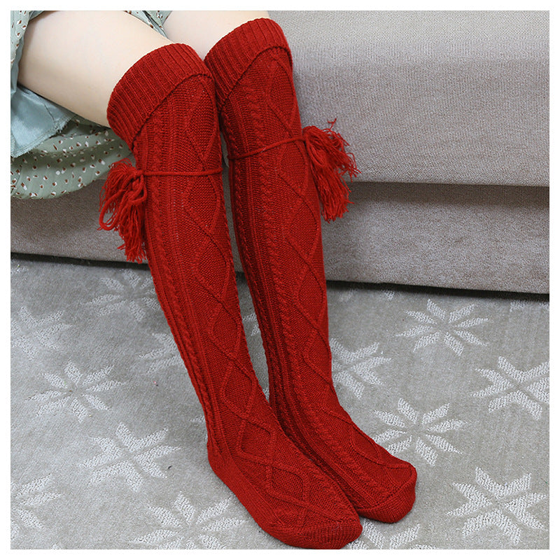 Winter Thick Knit Thigh High Socks Long Stockings Boot Yoga Socks Bunching Socks Long Knitted Socks