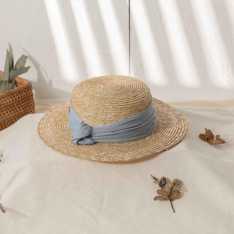 Italian Fedora Hats Summer Sun Protection Women Flat-Top Cap