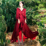 Retro Red Dress Large Swing Dress Bohemia Retro Vintage Cottagecore Aesthetic Flowy Victoria Cottage Core Boho Dress