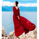 Retro Red Dress Large Swing Dress Bohemia Retro Vintage Cottagecore Aesthetic Flowy Victoria Cottage Core Boho Dress