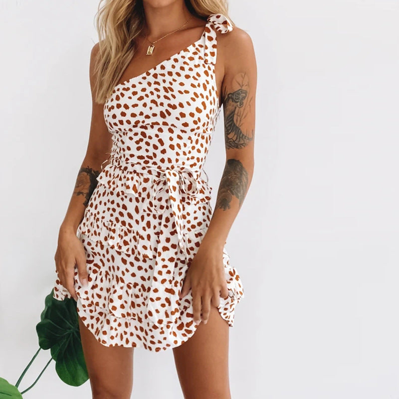 Mini Club Dresses Printed Shoulder Sexy Dress Summer
