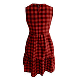 Gingham Dress Summer Fashion round Neck Plaid Loose Women's Dress