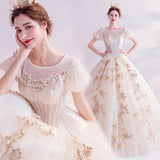Women'S Evening Dress Ball Gown Princess Quinceanera Wedding Dresses Off Shoulder Puff Sleeve Wedding Dress Princess Tulle Tutu Dress