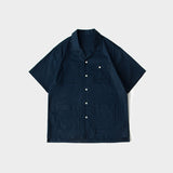 White Work Shirts Japanese Style Workwear Loose Multi-Color Cuban Collar Short Sleeve Shirt for Men