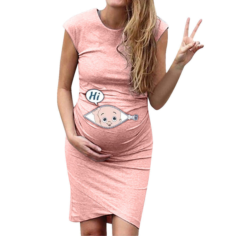 Maternity Clothes Dress Women's Printed Short Sleeve Maternity Dress