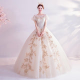 Women'S Evening Dress Ball Gown Princess Quinceanera Wedding Dresses Off Shoulder Puff Sleeve Wedding Dress Princess Tulle Tutu Dress