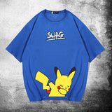 Men and Women Pokemon Pikachu T Shirt Summer Jingling Bao Ke Meng Loose Large Size