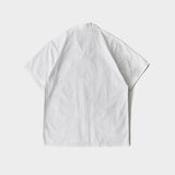 White Work Shirts Japanese Style Workwear Loose Multi-Color Cuban Collar Short Sleeve Shirt for Men