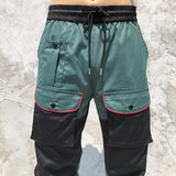 Man Fall Outfits Cargo Pants Color Matching Ankle-Length Pants Ankle-Tied Stitching Casual Men and Women Function Multi-Pocket Overalls