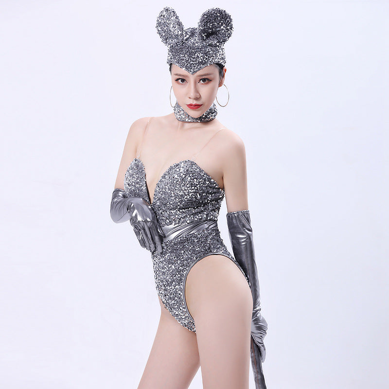 Women Rave Outfits Tops Sexy Sequins Female Stage Wear