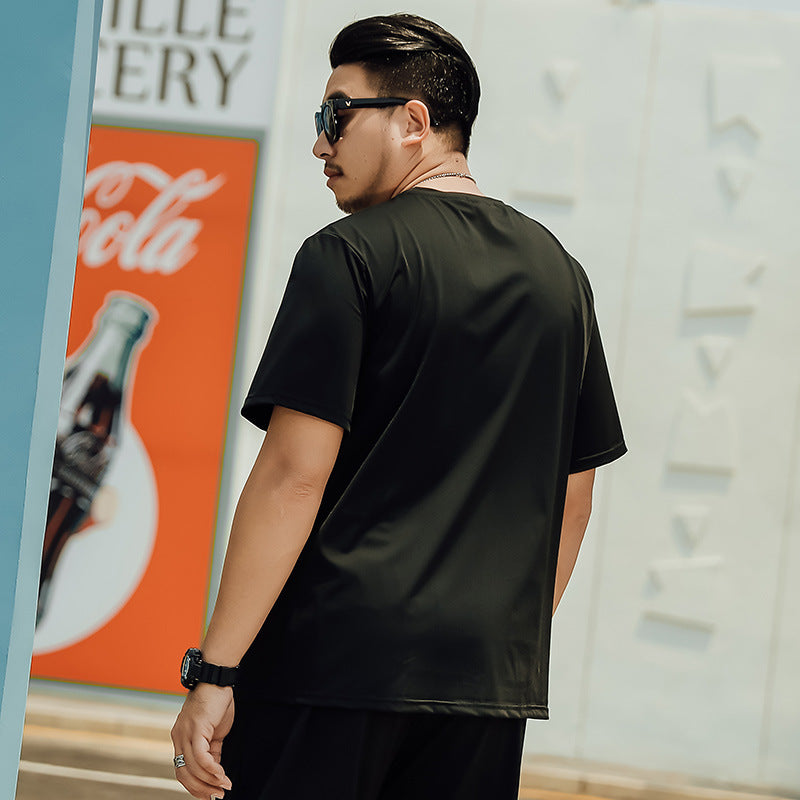 Sweat Wicking Shirt Ice Silk T-shirt Men's round Neck Loose