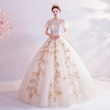 Women'S Evening Dress Ball Gown Princess Quinceanera Wedding Dresses Off Shoulder Puff Sleeve Wedding Dress Princess Tulle Tutu Dress