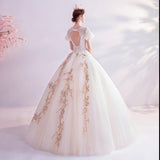 Women'S Evening Dress Ball Gown Princess Quinceanera Wedding Dresses Off Shoulder Puff Sleeve Wedding Dress Princess Tulle Tutu Dress