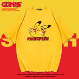 Men and Women Pokemon Pikachu T Shirt Summer Pure Cotton Loose Half Sleeve