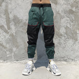 Man Fall Outfits Cargo Pants Color Matching Ankle-Length Pants Ankle-Tied Stitching Casual Men and Women Function Multi-Pocket Overalls