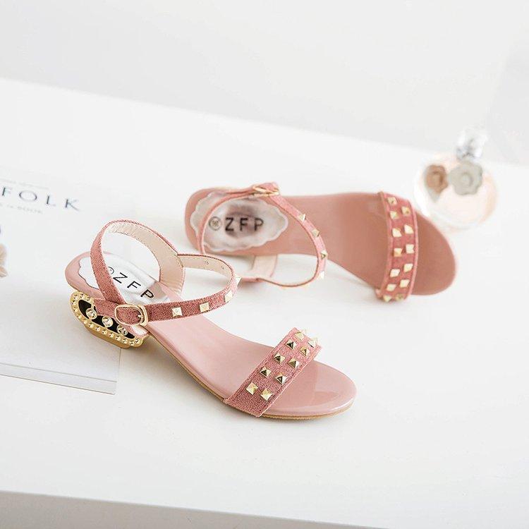 Women Open Toe Sandals Flats Summer Large Size Open Toe Buckle Rivet Sandals