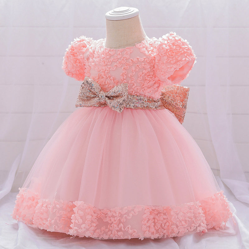 Baby Girl Christening Dress Baptism Dresses Girl Baptism Dress Big Bow Printed Dress
